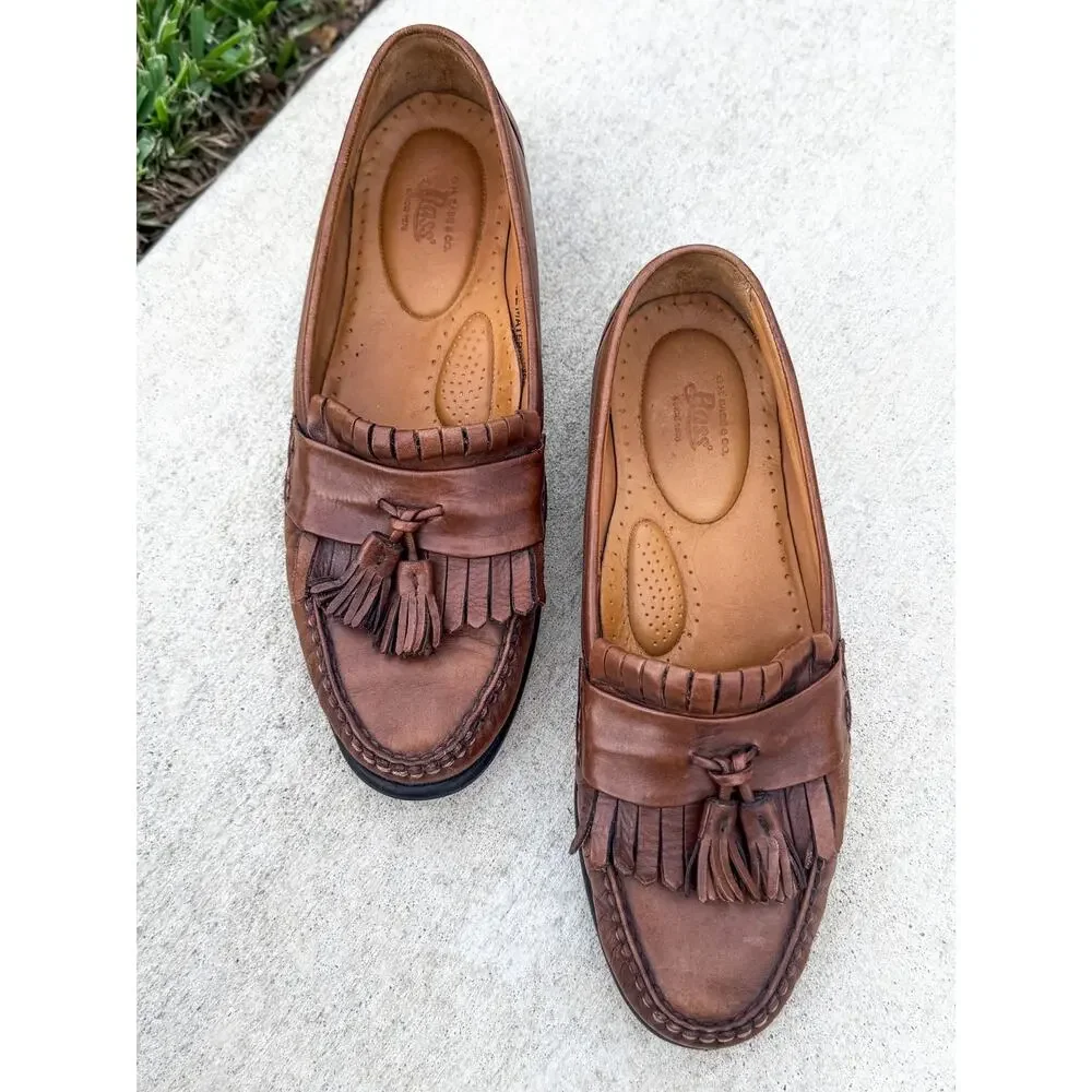 G.H. Bass & Co Brown Leather Tassel Loafers Men’s Size 9N Narrow